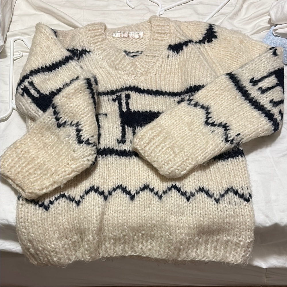 Cozy Cream and Black Sweater